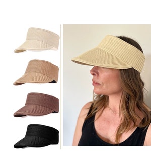 Womens Straw Visor , Straw Sunhat, Beach Hat, WideBrim Sunhat , Straw Cap, Wide brim visor,Raffia visor,Ladies visors, Sun visor, image 1
