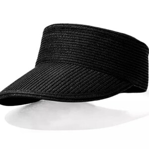 Womens Straw Visor , Straw Sunhat, Beach Hat, WideBrim Sunhat , Straw Cap, Wide brim visor,Raffia visor,Ladies visors, Sun visor, Black