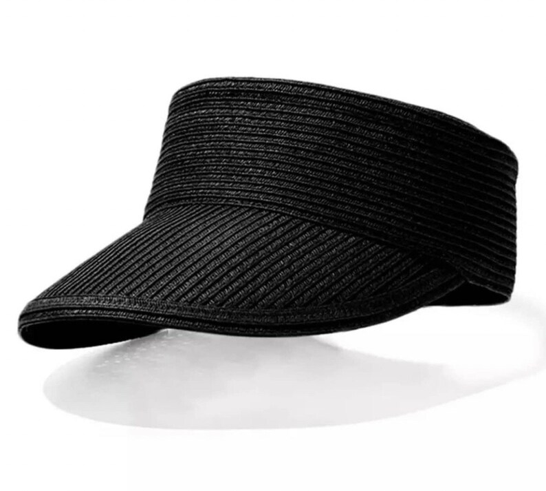 Womens Straw Visor , Straw Sunhat, Beach Hat, WideBrim Sunhat , Straw Cap, Wide brim visor,Raffia visor,Ladies visors, Sun visor, Black