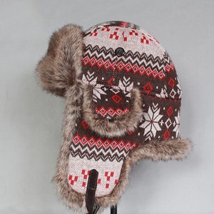 Chapeau aviateur d'hiver, trappeur russe en fausse fourrure, chapeau de trappeur, chapeau aviateur avec cache-oreilles, image 2