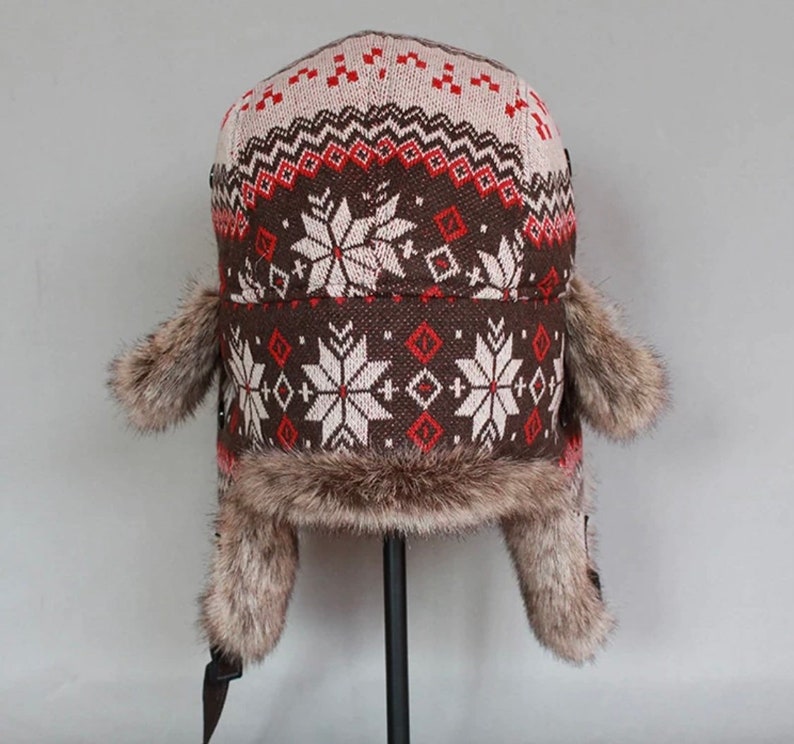 Chapeau aviateur d'hiver, trappeur russe en fausse fourrure, chapeau de trappeur, chapeau aviateur avec cache-oreilles, image 5