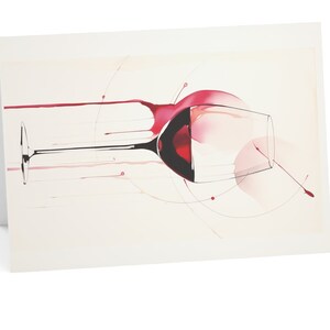 Minimalistic Wine Glass Card - Red Wine Swirl - Perfect for Wine Lovers - Gifts for Her - Bar Card Art - Printed Card 7" X 5"