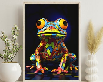 Art Frog Poster Print | Frog Street Art | Frog Wall Decor | Colorful Frog | PRINTED Poster | Perfect for Framing | Frog Decor | Fun Frog