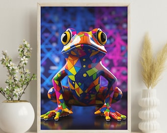 Art Frog Poster Print | Frog Street Art | Frog Wall Decor | Colorful Frog | PRINTED Poster | Perfect for Framing | Frog Decor | Fun Frog