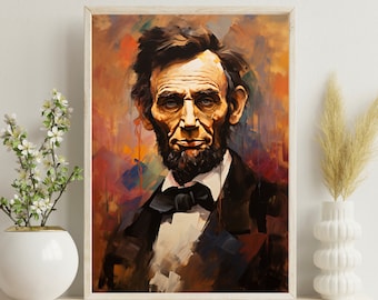 Lincoln Abstract Art - Historical Wall Decor - President Lincoln Portrait - History Enthusiasts - Gift for Art Lover - Abraham Lincoln 24X36