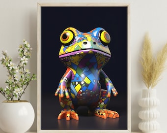 Art Frog Poster Print | Frog Street Art | Frog Wall Decor | Colorful Frog | PRINTED Poster | Perfect for Framing | Frog Decor | Fun Frog