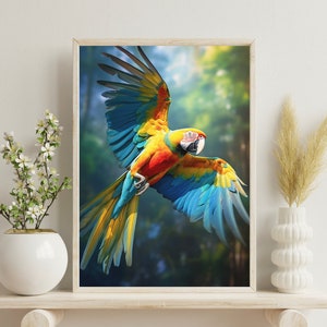 Wild Parrot Poster Print | Parrot Art | Parrot Wall Decor | Parrot Bird Art | PRINTED Poster | Perfect for Framing | Parrot Decor | Fun Bird