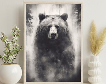 Bear Pencil Poster Print | Bear Art | Grizzly Bear Decor | Bear Wall Art | PRINTED Poster | Perfect for Framing | Bear Decor | Grizzly Bear