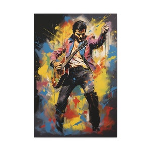 Colorful Elvis Canvas | Wall Decor | Rock 'n' Roll | Unique Gift | Music Lover | 20x30 | Colorful Painting | Elvis Presley | Guitar Player