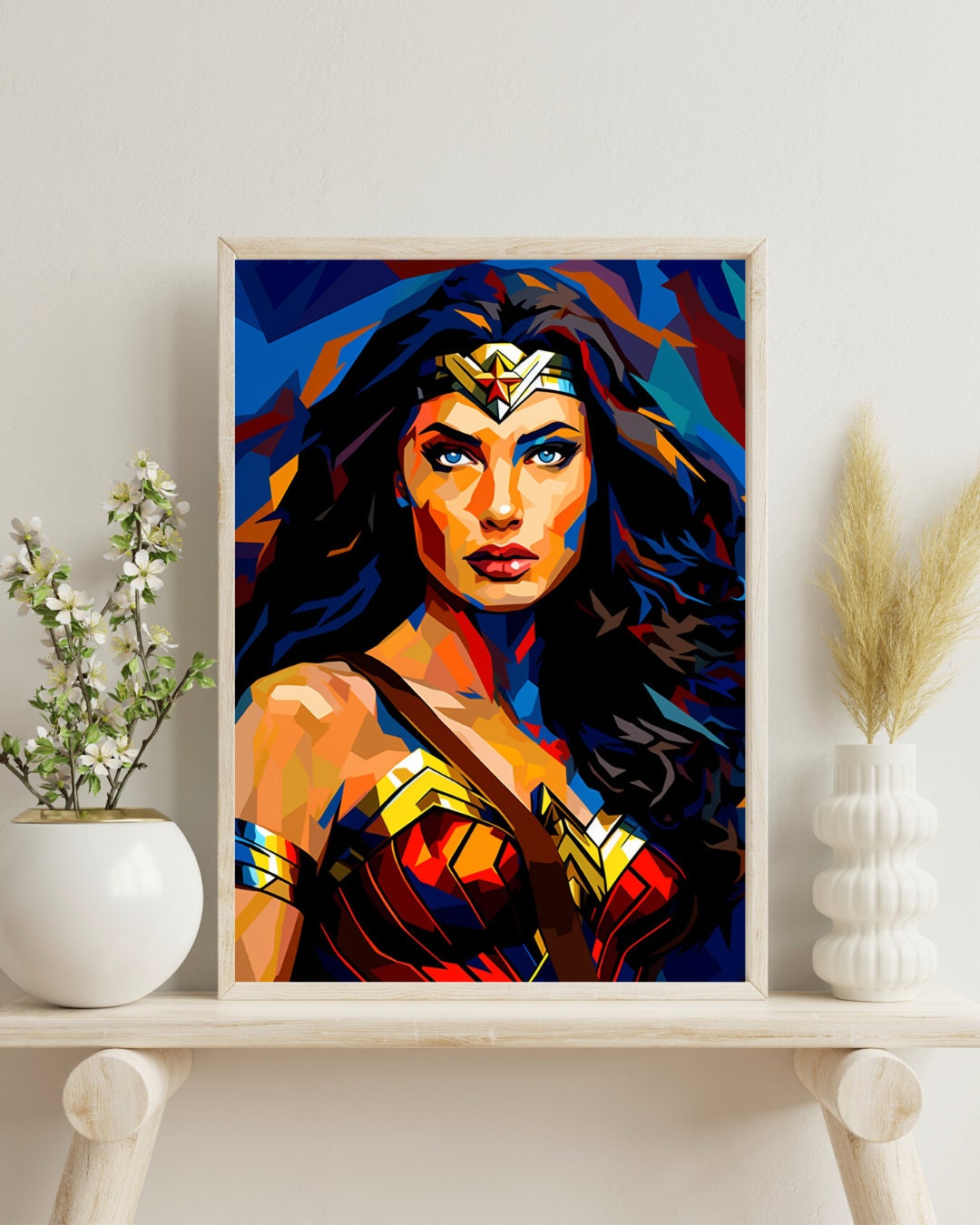 Wonder Woman アートポスター 額装済み Wonder Woman Abstract Painting Poster Print - Vibrant Superhero