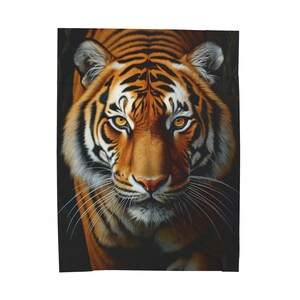 Tiger Plush Blanket | Velveteen Plush Animal Blanket | Majestic Animal Blanket | Big Cat Blanket | Animal Print Plush Blanket | 3 Sizes image 2