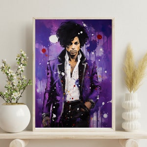 Prince-inspired Abstract Poster Print: Vibrant Tribute to the Legendary Singer - Music Art Decor, Purple Rain, Iconic Pop Culture Wall Art