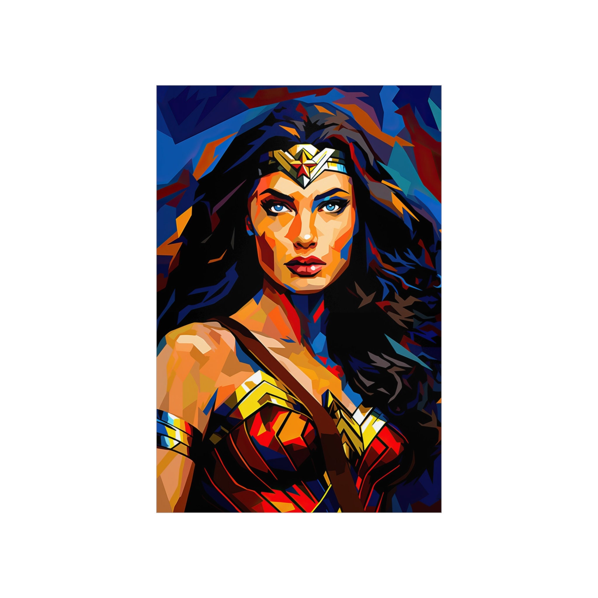 Wonder Woman Abstract Painting Poster Print - Vibrant Superhero