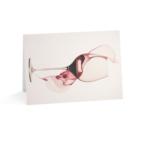 Minimalistic Wine Glass Card - Red Wine Swirl - Perfect for Wine Lovers - Gifts for Her - Bar Card Art - Printed Card 7&quot; X 5&quot;