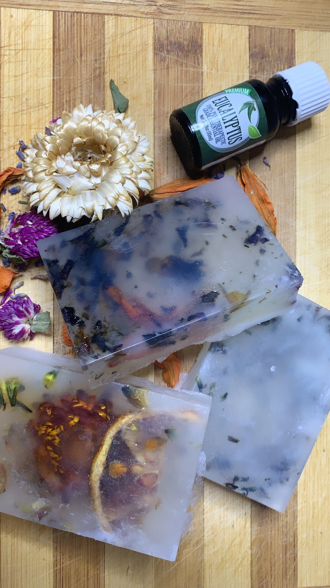 Clear Soap Bars Infused with Scents and Dried Flowers Etsy