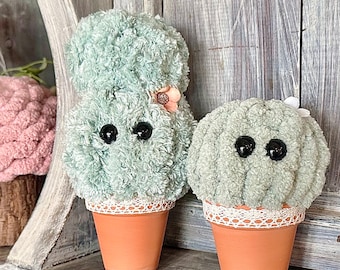 Handknit Cactus, Crochet Plant, Plant Lover Gift, Knit Cactus, Fake Succulents, Cactus, Fake Plants, Office Decor, Teacher Gift, Faux Cactus