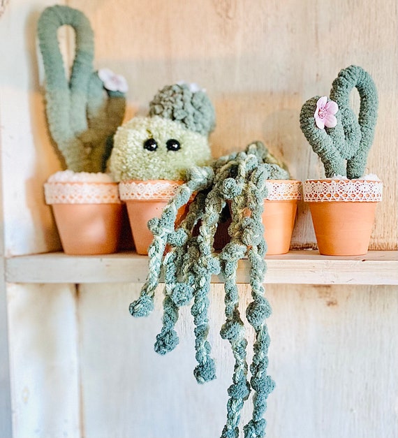 Macrame Cactus Plant Lover Gift Cactus Succulents Pom Pom Cactus Pom Pom Plant Fake Plants Office Decor Teacher Gift Faux Cactus Etsy