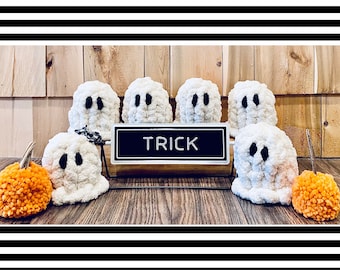 Ghost, Chunky Knit Ghost, Crochet Ghost, Girl Ghost, Halloween Tiered Tray, Fall Decor, Halloween Decor, Ghost Decor, Cute Ghosts