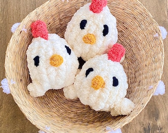 Chunky Knit Chicken, Crochet Chicken, Rooster Stuffed Animal, Stuffed Rooster, Plush Chicken, Plush Rooster, Chicken Stuffie, Chicken Plush