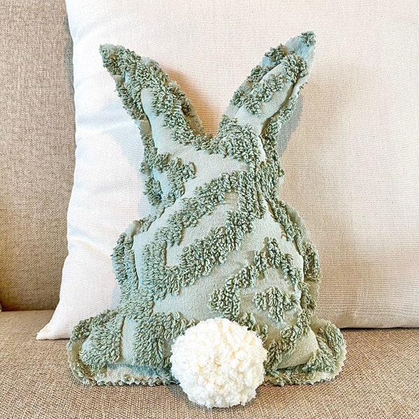 Vintage Chenille Bunny Pillow, Vintage Pillow, Quilted Bunny, Bunny Pillow, Vintage Chenille, Spring Decor, Rabbit Pillow