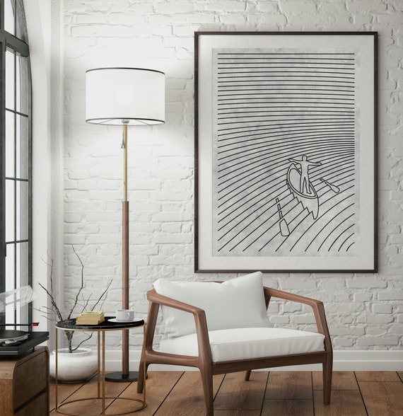 Spiritual Art Print Wall Ilustration, Yoga Room Decor On Canvas, Modern Line Art Poster,  Surrendal Poster Artwork,