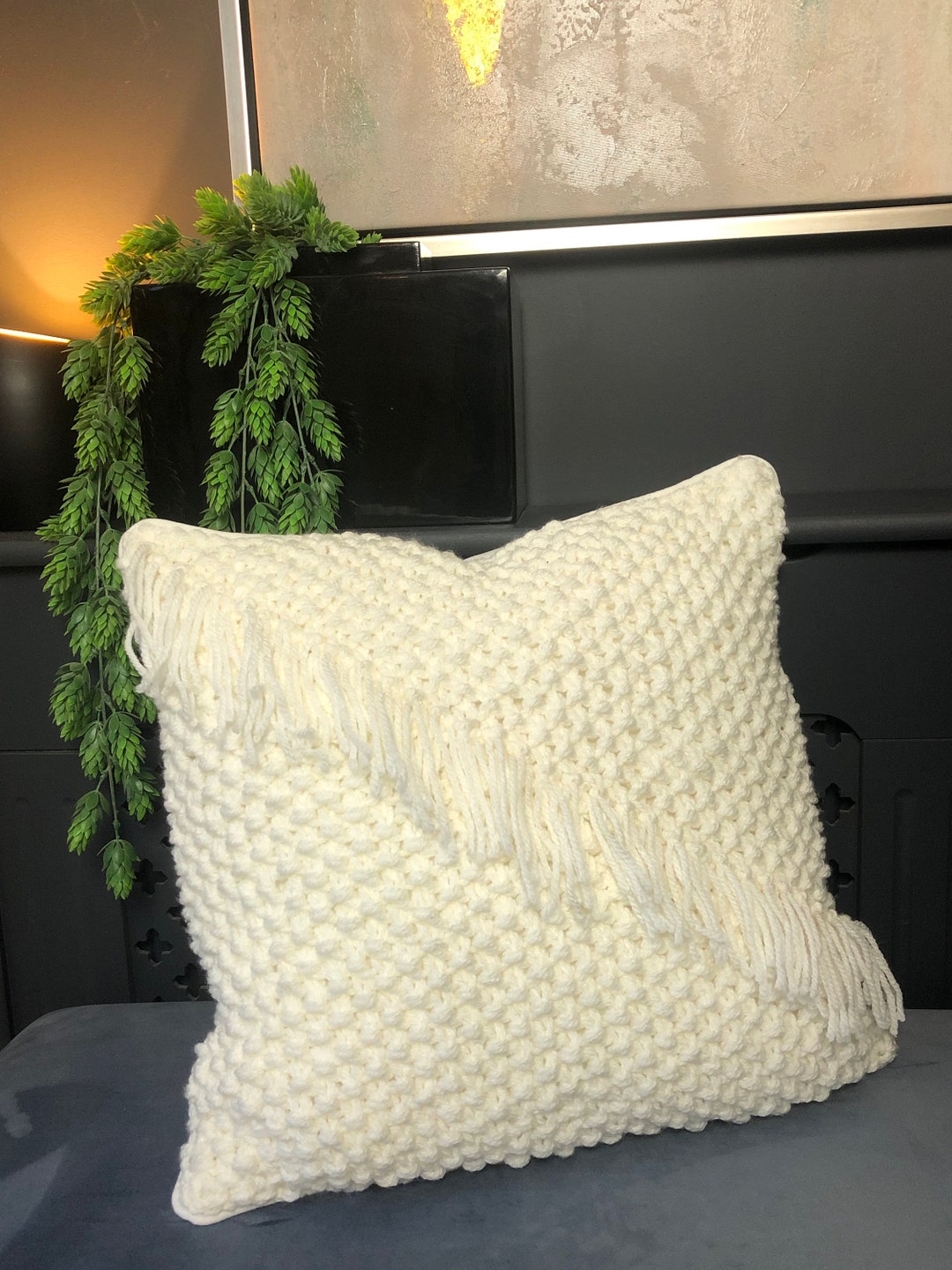 Handmade chunky knit cushion cover. Etsy.de