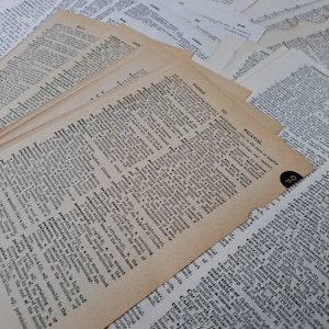 Vintage Wörterbuch Seite Papier Pack Alte Papier Bücher Junk Book Ephemera Junk Journals Bastel-Stapel Worte