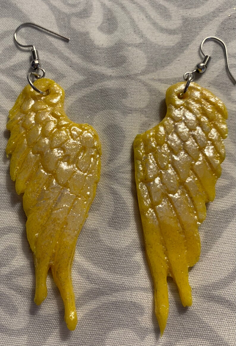 Gift for Her Gift for Women Statement Earrings Best Friend Gift Angel Wing Earrings Clay Wing Earrings Girlfriend Gift