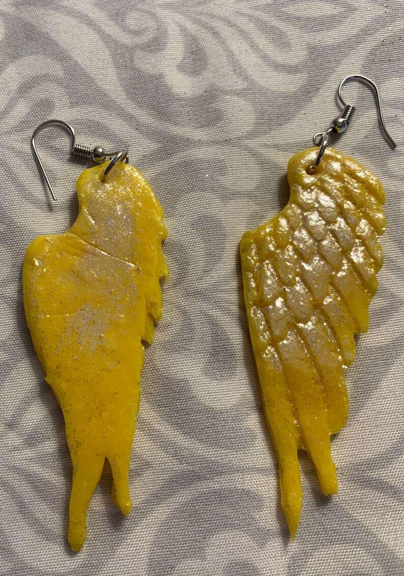 Gift for Her Gift for Women Statement Earrings Best Friend Gift Angel Wing Earrings Clay Wing Earrings Girlfriend Gift