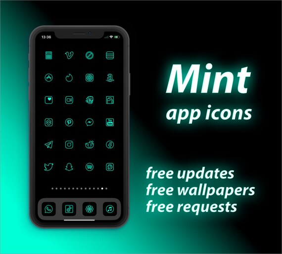 240 Green Black Ios 14 App Icons Iphone 12 Icon Pack Etsy Ireland