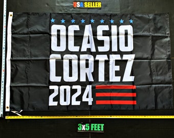 Ocasio Cortez Flag FREE SHIPPING Biden Harris 2024 Democrat LGBTQ usa Sign Poster 3x5'