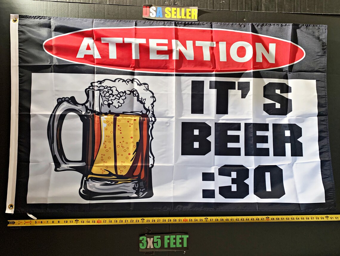 Beer Flag FREE SHIPPING Attention It's Beer 30 Black 1 Mug Etsy
