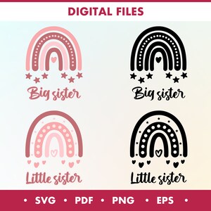 Schwestern SVG, Regenbogen SVG, beste Schwester svg, beste Freunde SVG, Design für Druck oder Schnitt, Geschenk für sie, große Schwester svg kleine Schwester svg