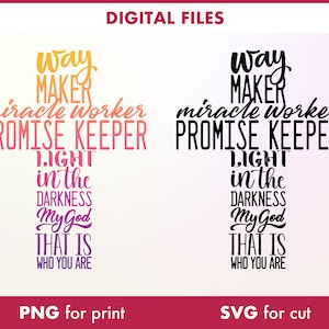 Way maker SVG, kruis SVG, christelijke svg, Way Maker Canvas SVG, Jezus svg png, religieuze svg, bijbel svg, mijn God svg, cricut ontwerp, cross png