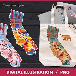 California State PNG Design / Digital illustration San Francisco CA  / Landmark California / PNG for Sublimation / States Clipart / Digital