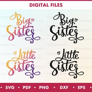Schwestern SVG, Geschenk für Schwester, beste Freunde SVG, Design für Druck oder Schnitt, Geschenk für sie, für beste Schwester, große Schwester svg kleine Schwester svg