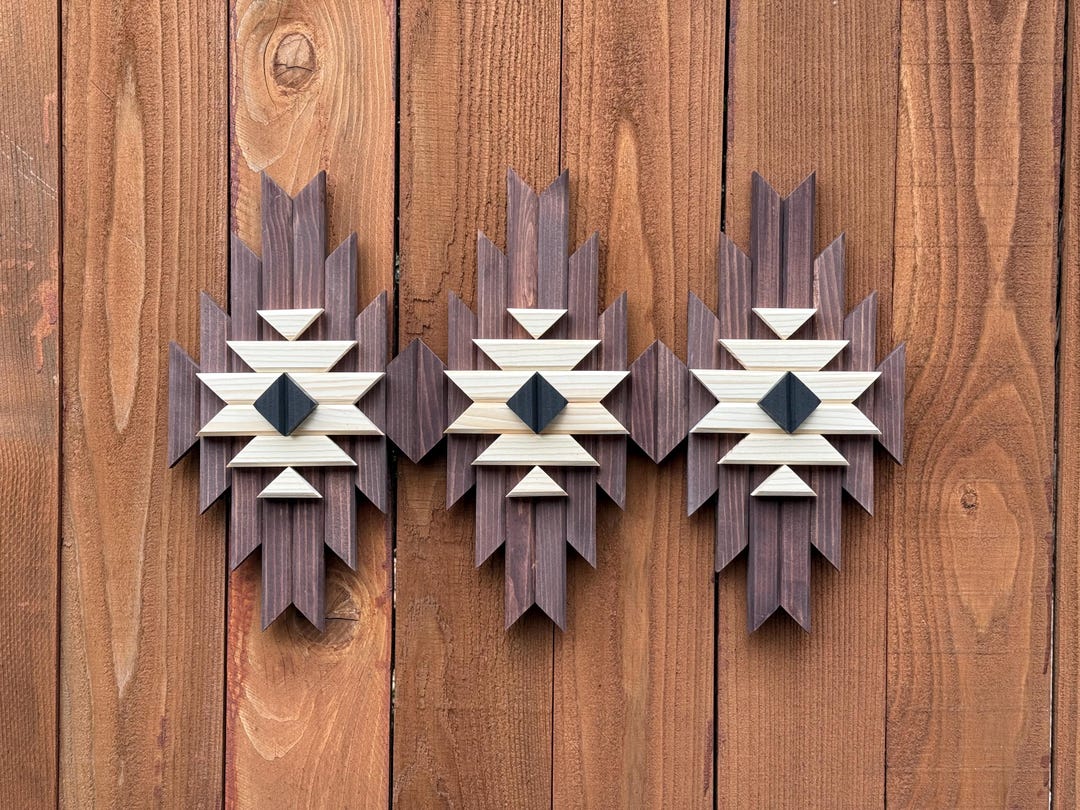 Native American Style Wall Decor, Wooden Aztec Pattern, Handmade Wall ...