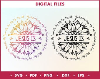 Jesús Girasol SVG, Inspiración Cristiana, Mi Todo (Descarga Digital)