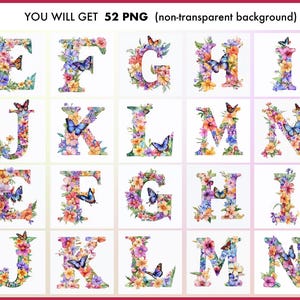 Hello Spring Floral Alphabet, Letter Watercolor Flower, Alphabet ...