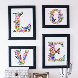 Hello Spring Floral Alphabet, Letter Watercolor Flower, Alphabet ...