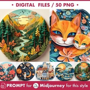 PNG digitale con carta, suggerimenti di metà viaggio, quilling di gatti, set di illustrazioni della foresta PNG, astronauta nello spazio, origami botanici PNG