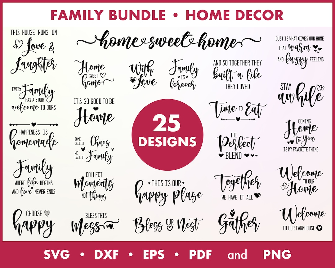 Family SVG Bundle, Home Decor Svg, Welcome SVG, Family Quotes Svg ...
