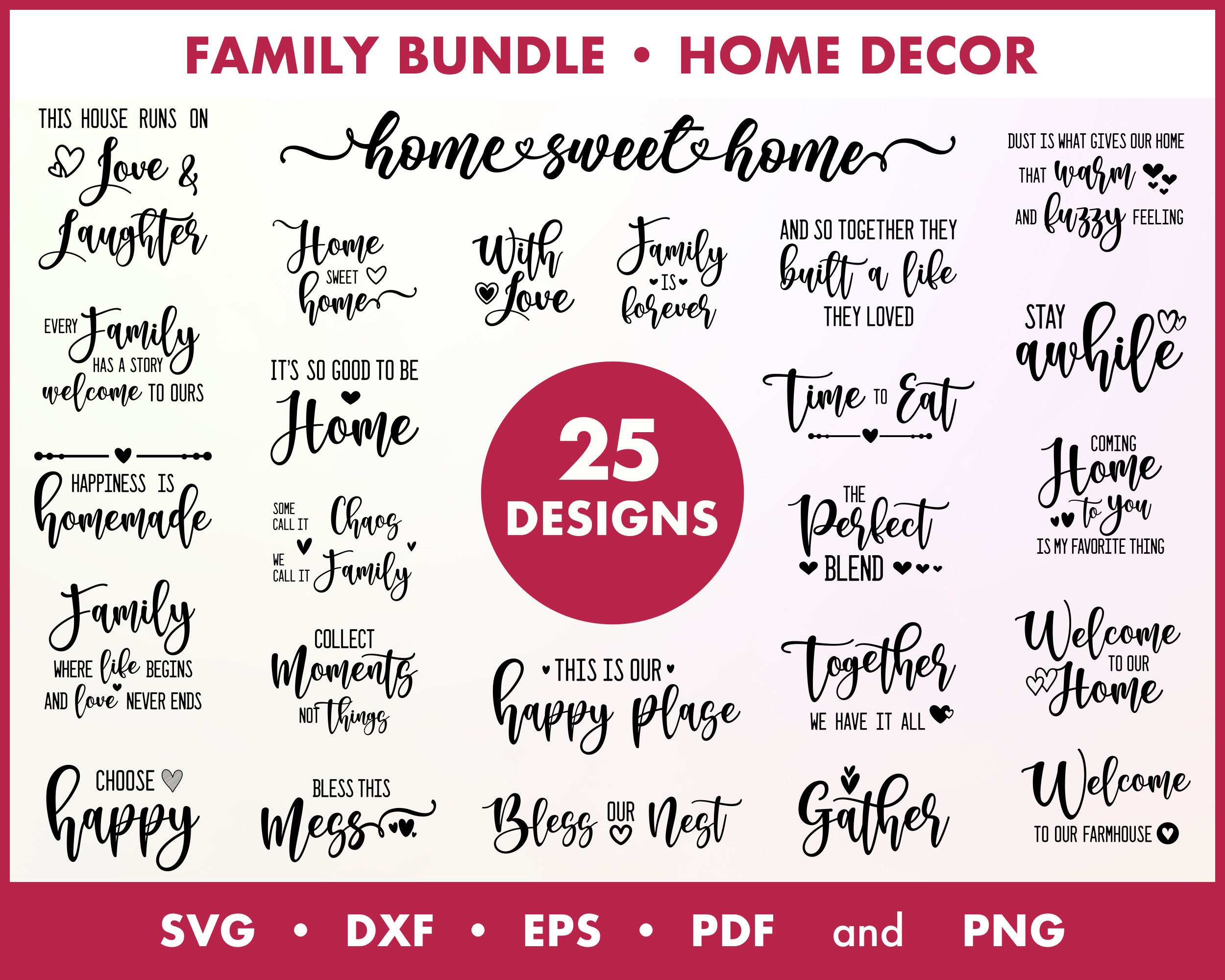 Family SVG Bundle, Home Decor Svg, Welcome SVG, Family Quotes Svg ...
