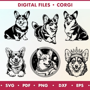 Corgis Silhouette SVG, Sticker Pack Corgis SVG, Corgis Mutter SVG, Corgis Aufkleber, Corgis Hund Clipart, Corgis-Liebhaber, Corgis Cricut-Datei