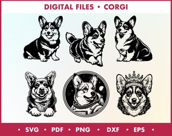 Corgi Silhouette SVG, Sticker Pack Corgi SVG, Corgi Mom SVG, Corgi Dekal, Corgi Hund Clipart, Corgi Älskare, Corgi Cricut Fil