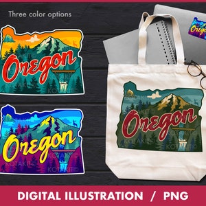 Oregon State PNG Design / Digital illustration Portland OR / Landmark Oregon / PNG for Sublimation / States Clipart / Digital Download