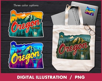 Oregon State PNG Illustration | Bigfoot, Mount Hood (Digital Download)