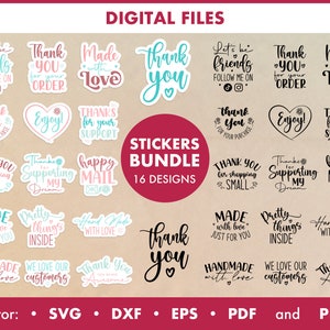 Danke Aufkleber SVG, Paket Danksagung, digitales Etikett Danksagung svg, Kleinunternehmen svg, mit Liebe svg gemacht, Verpackung Aufkleber SVG png