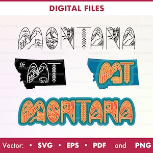 Montana State sticker SVG PNG, Montana wall art, Digital illustration Svg, States Clipart, Digital Download, sublimation design for print