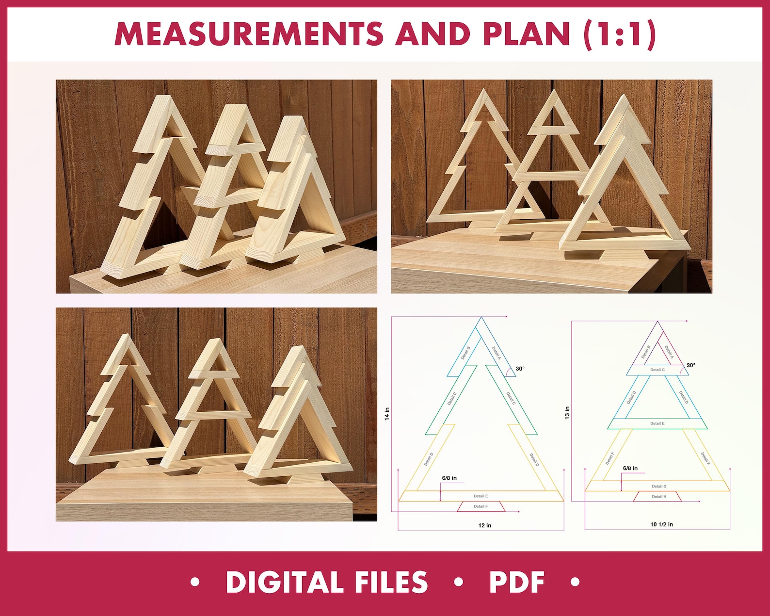 Task Wood Tree DIY Set of 3 Minimalist Holiday Trees Woodworking Plans (PDF Download ...